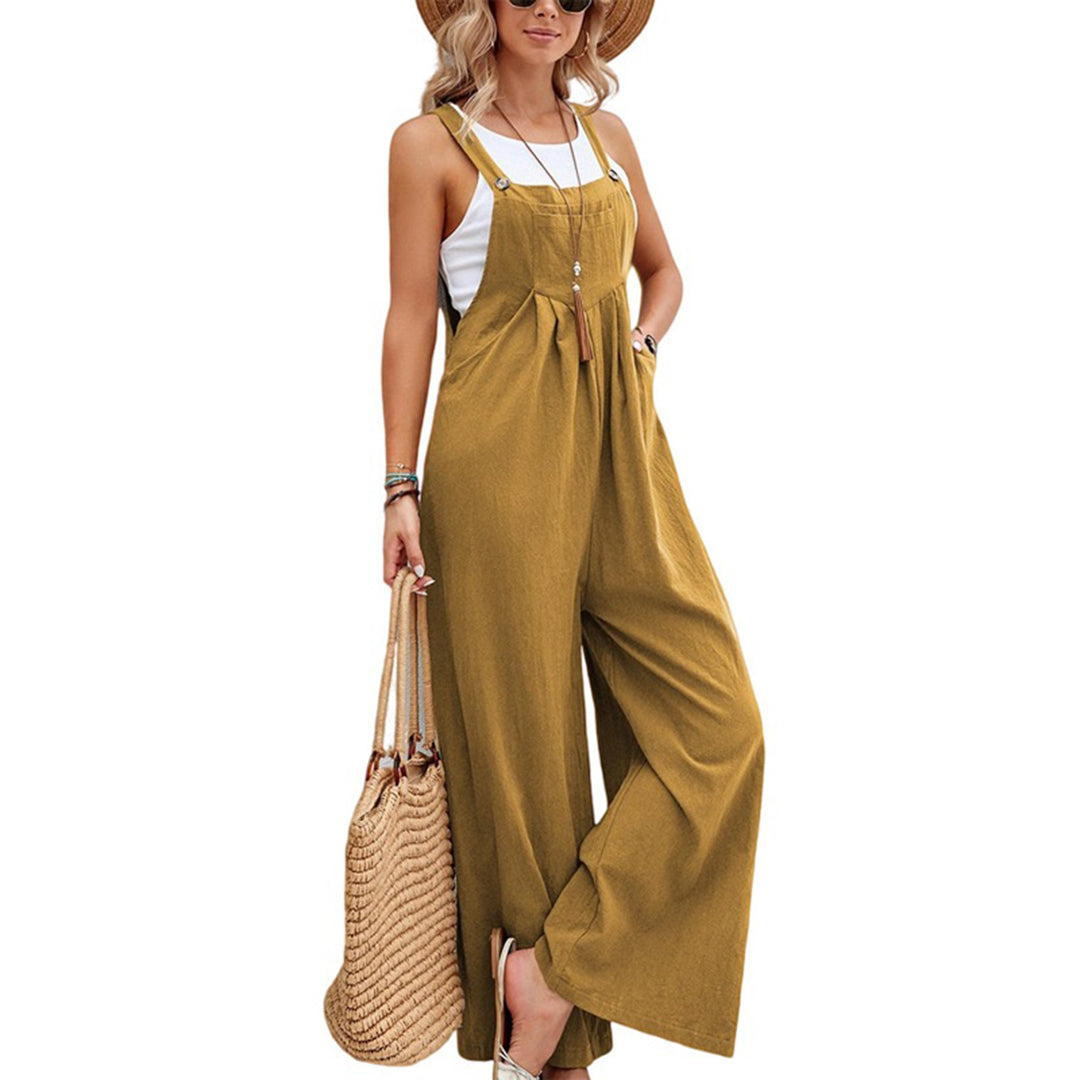 Dam Jumpsuit med Fickor och Breda Ben