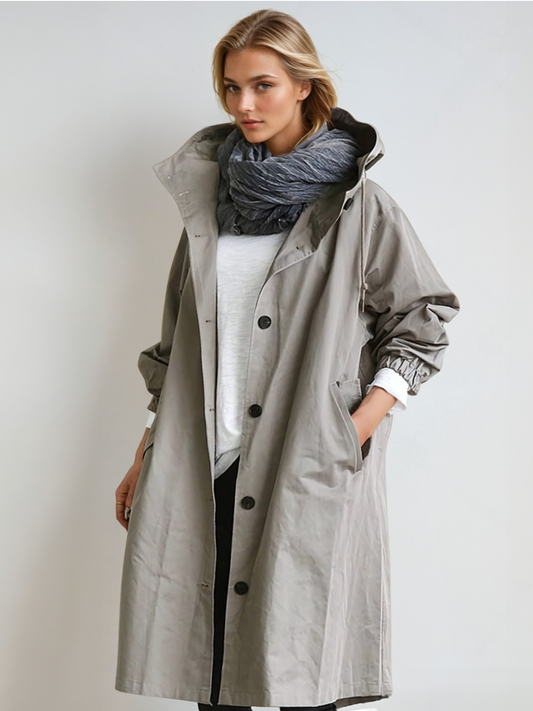 Dam Klassisk Trenchcoat med Praktisk Knäppning för Höst/Vinter 0