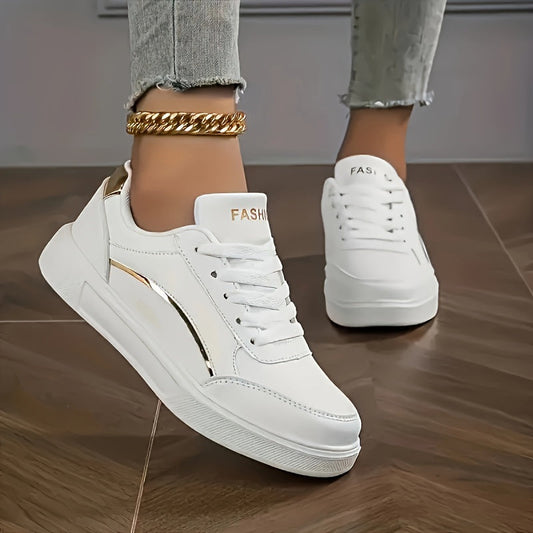 Dam Lågtoppsneakers med Gulddetaljer