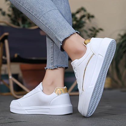 Dam Lågtoppsneakers med Gulddetaljer