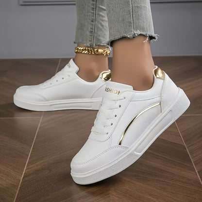 Dam Lågtoppsneakers med Gulddetaljer