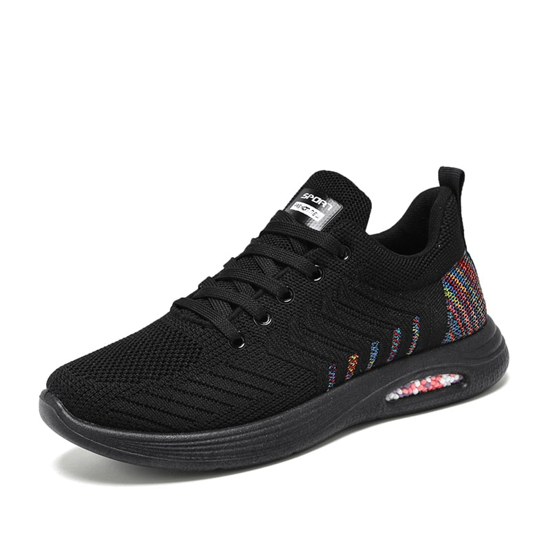 Dam Stickade Sneakers med Flexibel Passform