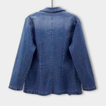 Dam Tidlös Jeansjacka med Långa Ärmar och Normal Längd 1