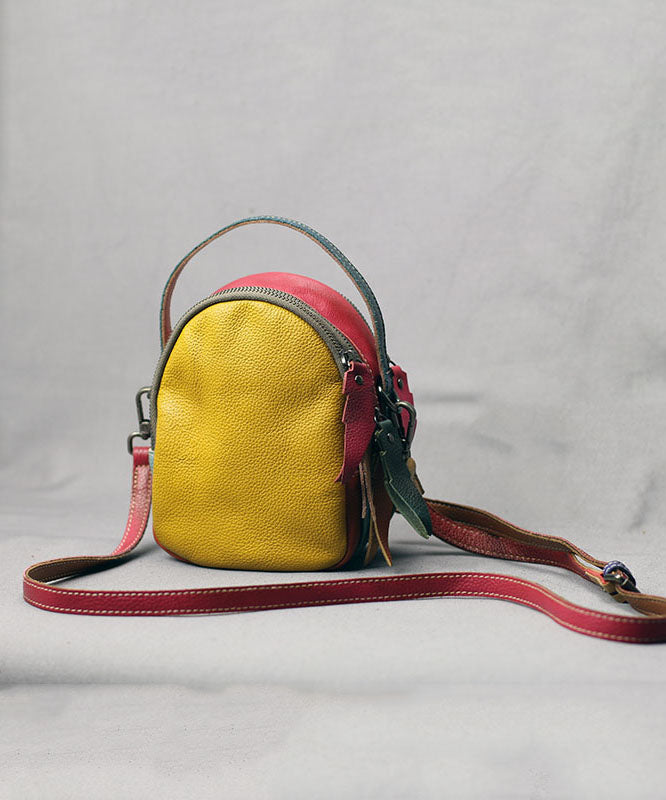 Dam Elegant Kalvläder Messenger Väska med Färgblockdesign