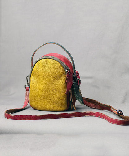 Dam Elegant Kalvläder Messenger Väska med Färgblockdesign