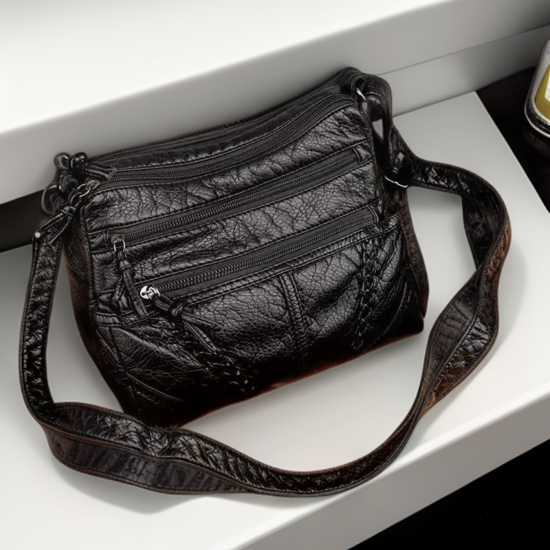 Kelly - Avslappnad Flätad Crossbody-Väska I Veganskt Läder Med Fickor För Dam