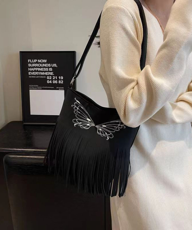 Dam Elegant Mocka Messenger Väska med Fjärils Tassel