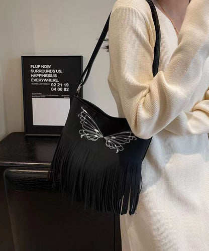 Dam Elegant Mocka Messenger Väska med Fjärils Tassel