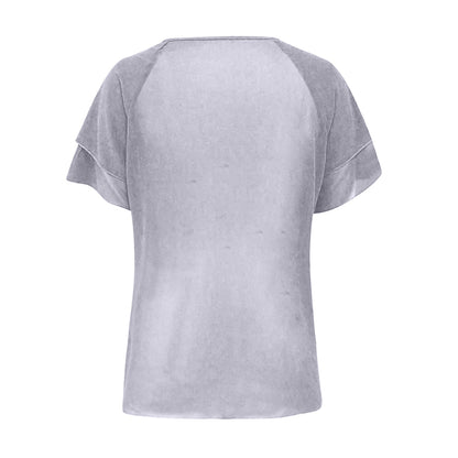 Damebluse med Rufsede Ærmer og Asymmetrisk Nederkant