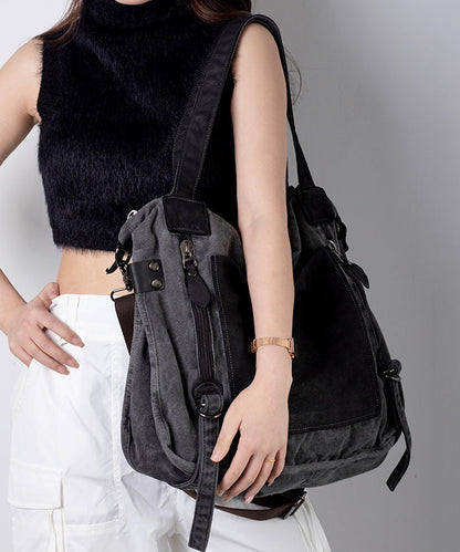Dam Elegant Handgjord Duk Handväska med Fickor och Zip-up Stängning
