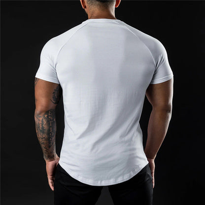 Herr Slim Fit T-shirt med Korta Ärmar för Träning och Vardag