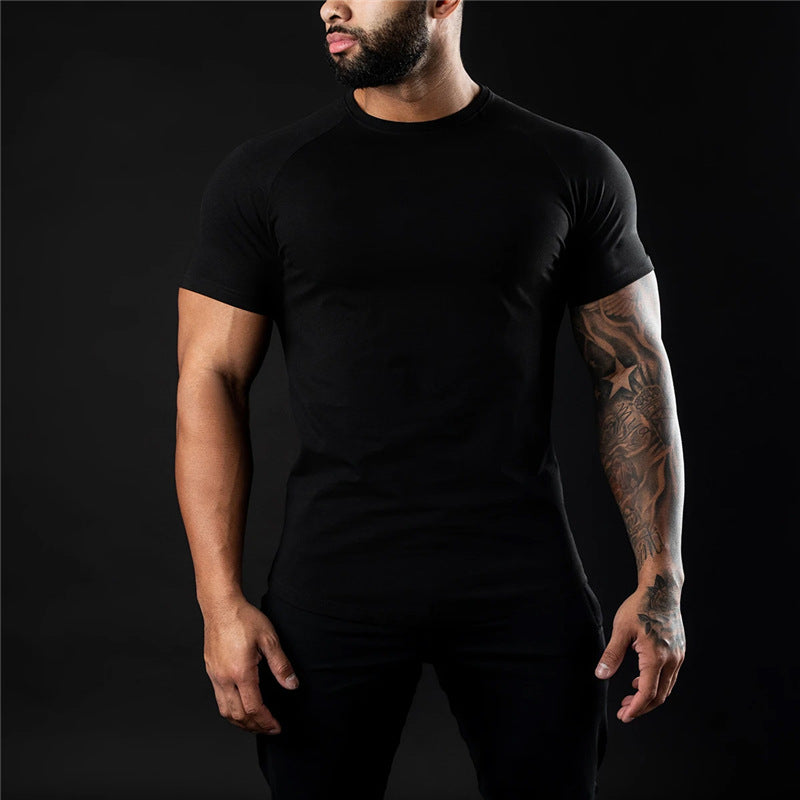 Herr Slim Fit T-shirt med Korta Ärmar för Träning och Vardag