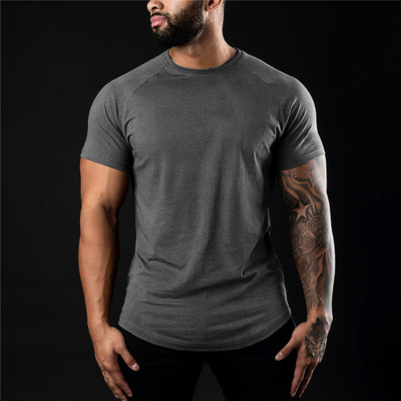 Herr Slim Fit T-shirt med Korta Ärmar för Träning och Vardag