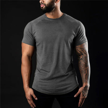 Herr Slim Fit T-shirt med Korta Ärmar för Träning och Vardag