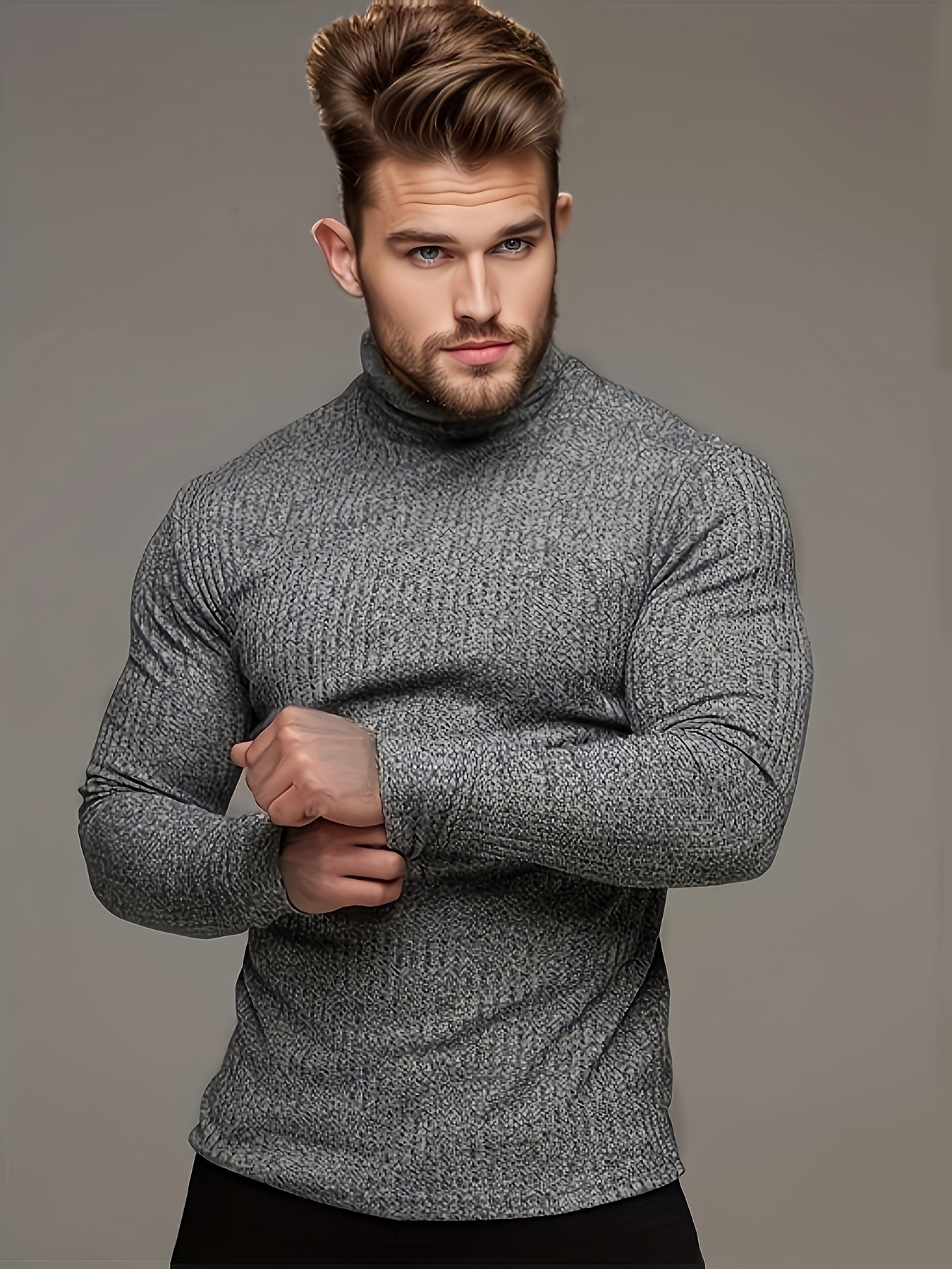 Herre Smal Pasform Turtleneck med Lange Ærmer
