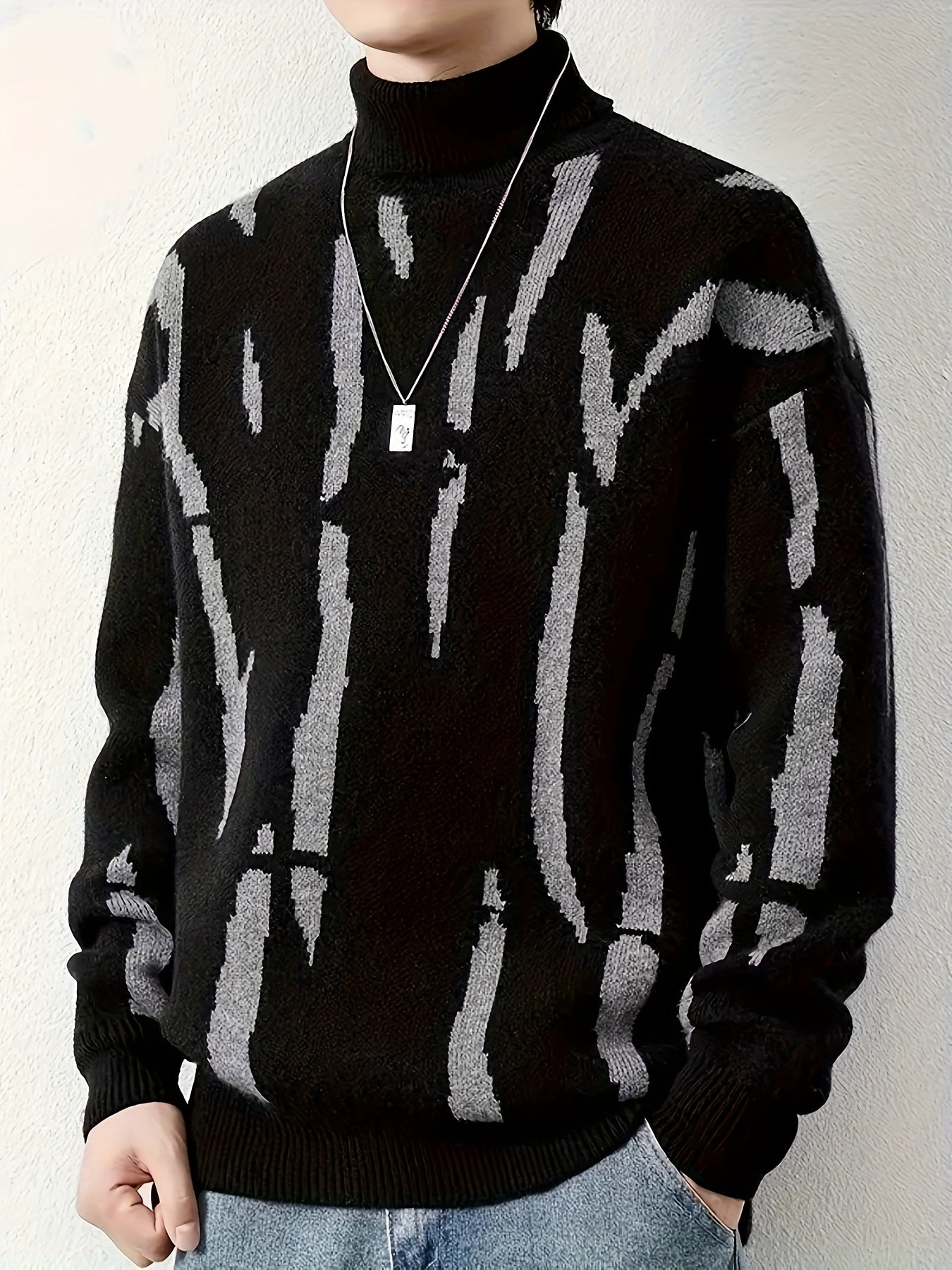 Her Strikket Turtleneck med Graffiti-tryk