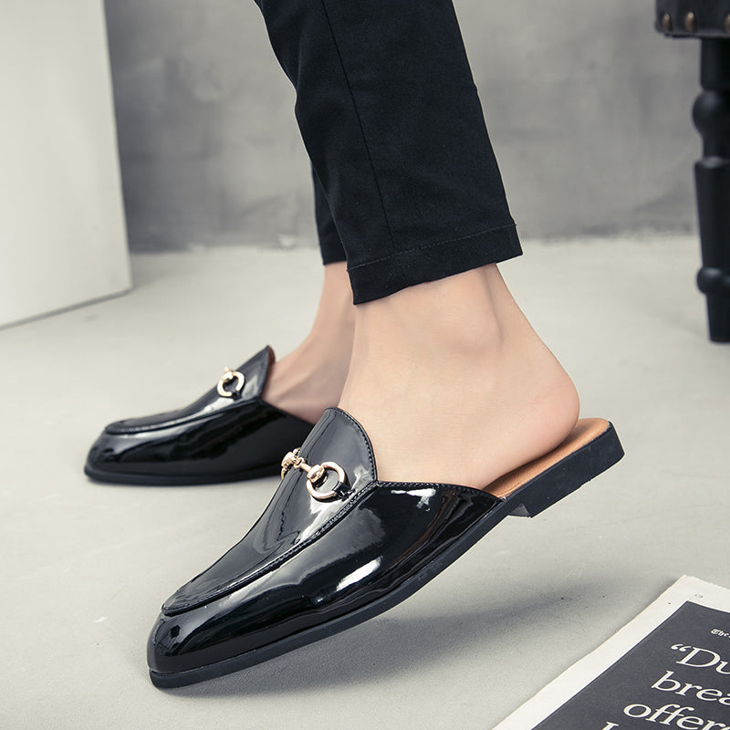 Herre sofistikerte patentlær loafers med metallinnredning
