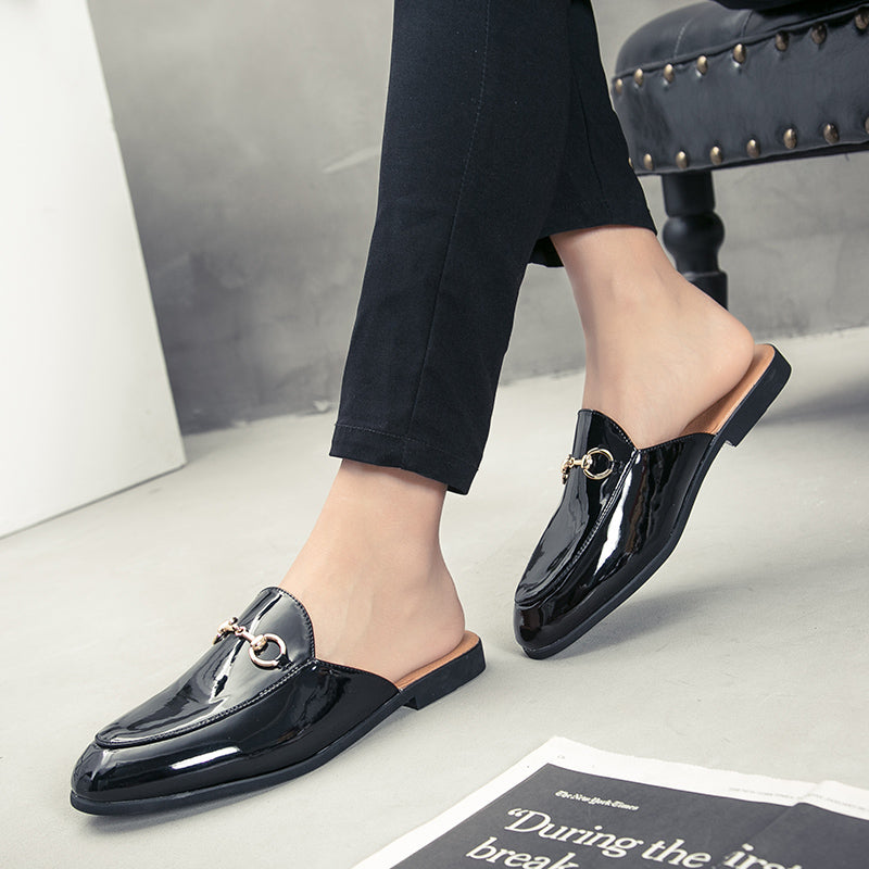 Herre sofistikerte patentlær loafers med metallinnredning