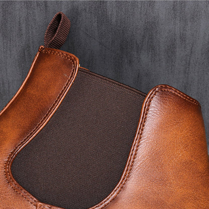 Herrens Klassiska Läder Chelsea-Stövlar med Slip-On Design 4