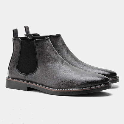 Herrens Klassiska Läder Chelsea-Stövlar med Slip-On Design 7