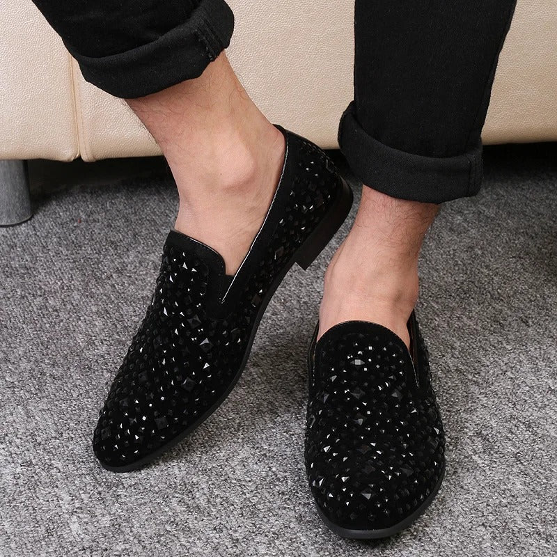 Herre syntetiske loafers med metalliske detaljer