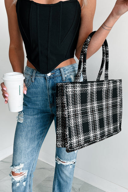 Kvinnors Elegant Strukturerad Polyester Tote Väska med Dragkedja och Rymligt Interiör