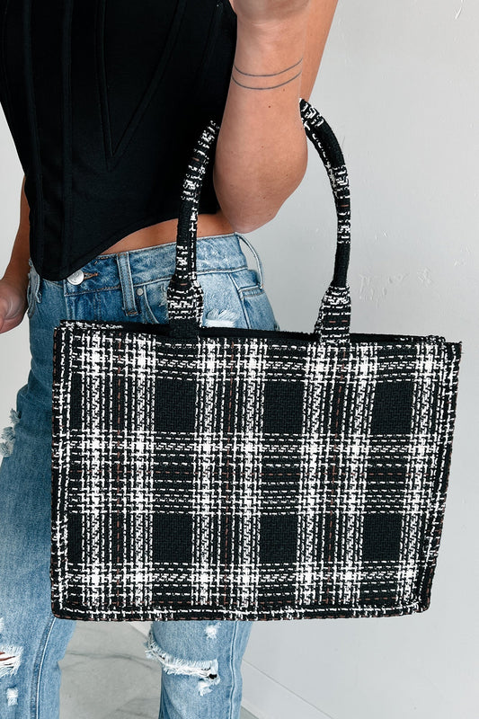Kvinnors Elegant Strukturerad Polyester Tote Väska med Dragkedja och Rymligt Interiör