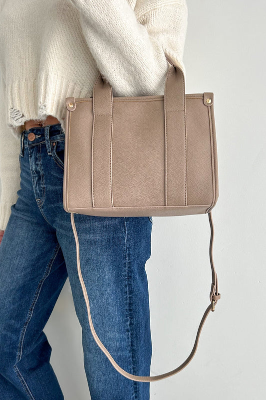 Dams Elegant Faux Läder Tote Väska med Avtagbart Band
