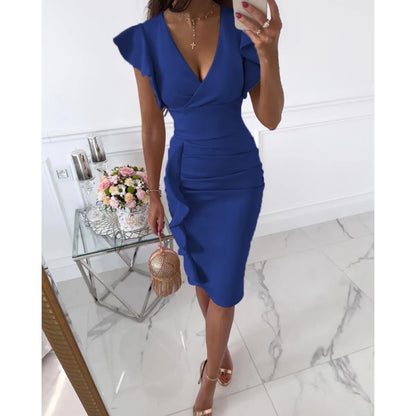 Dam Slim Fit Bodycon Klänning med Rynkor