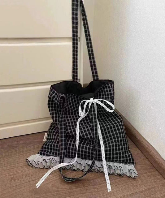 Dam Elegant Mjuk Bomull Axelväska med Spetsdetaljer