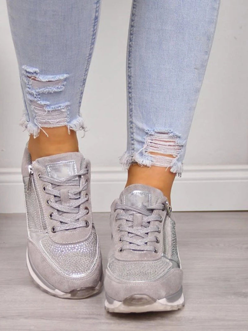 Dam Sneakers med Snörning | Sidodragkedja