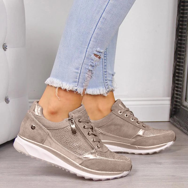 Dam Sneakers med Snörning | Sidodragkedja