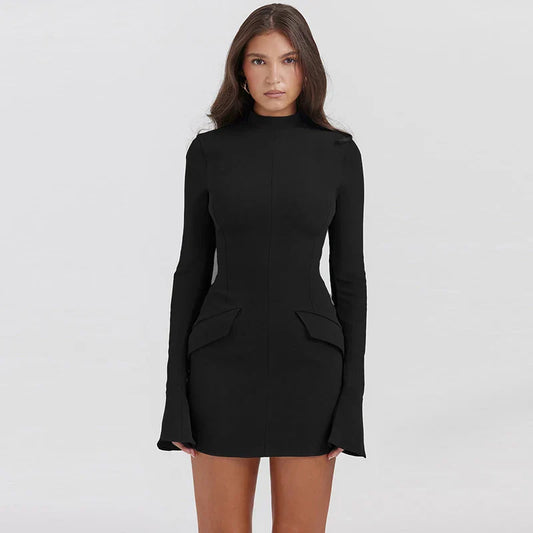 Dam Bodycon Klänning med Praktiska Väskor