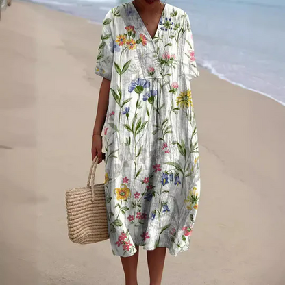 Kvinnors Elegant Lätt Sommarklänning med Blommönster 4