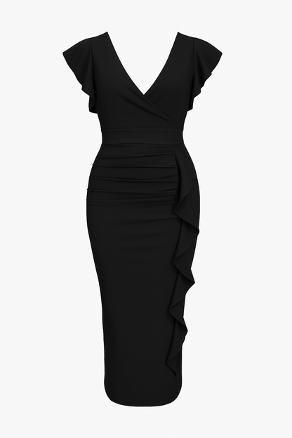 Dam Slim Fit Bodycon Klänning med Rynkor