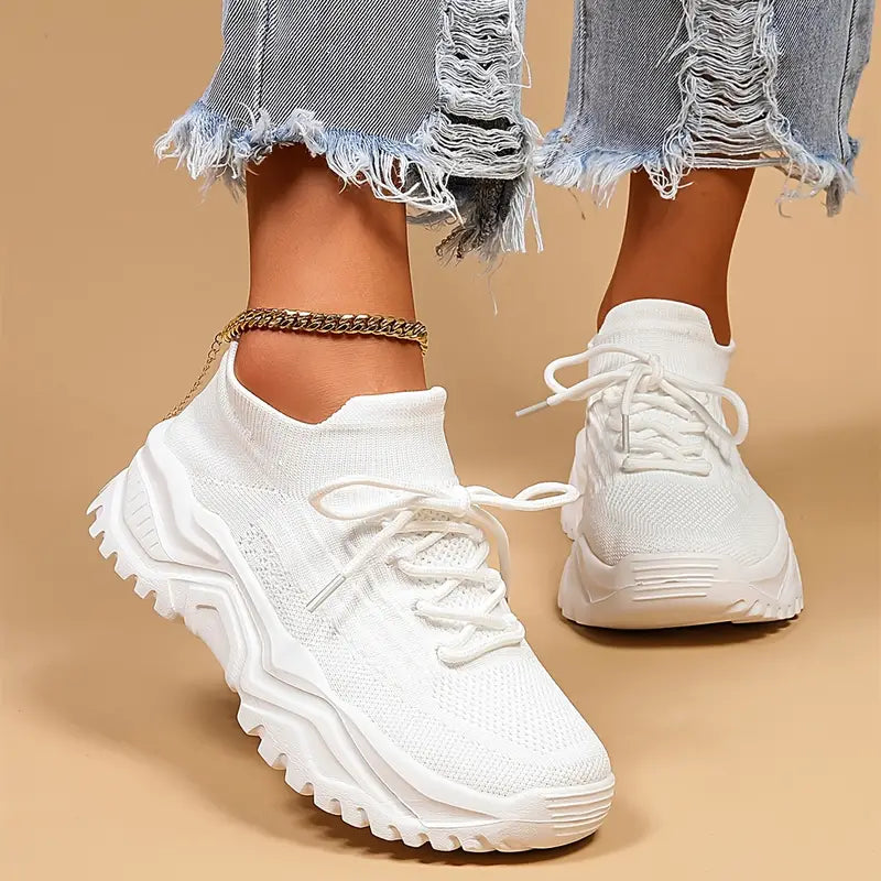 Dam Sneakers med Snörning och Flexibel Sula
