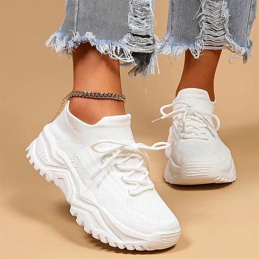 Dam Sneakers med Snörning och Flexibel Sula