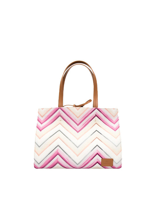 Dam Elegant Canvas Tote Väska med Läderremmar och Blixtlåsficka