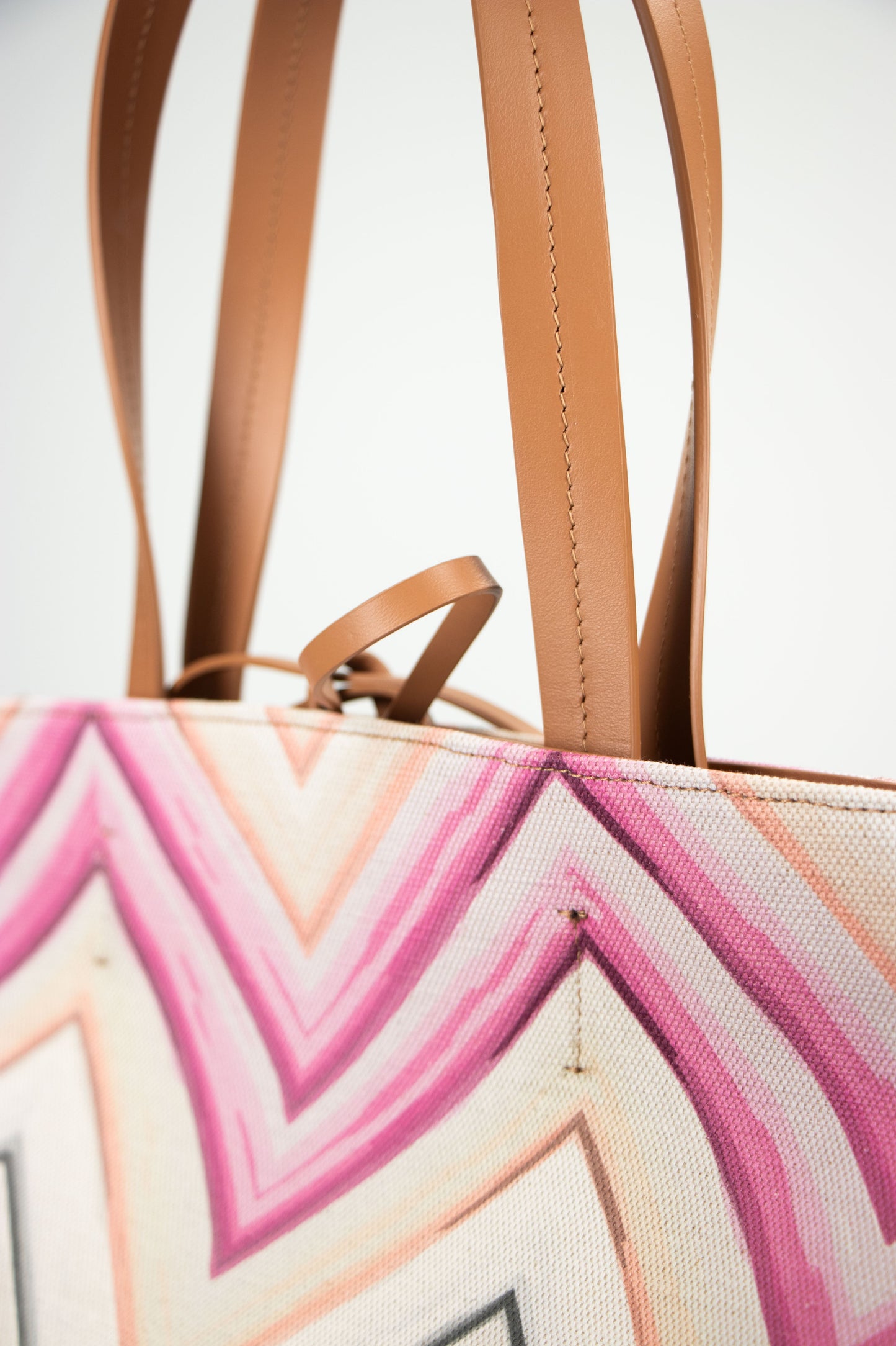Dam Elegant Canvas Tote Väska med Läderremmar och Blixtlåsficka