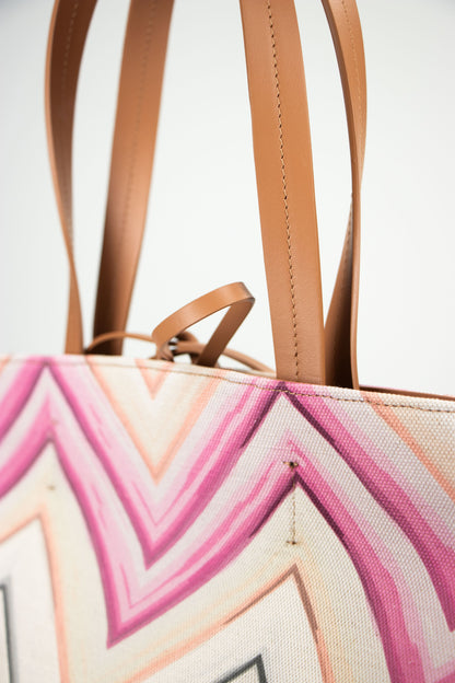 Dam Elegant Canvas Tote Väska med Läderremmar och Blixtlåsficka
