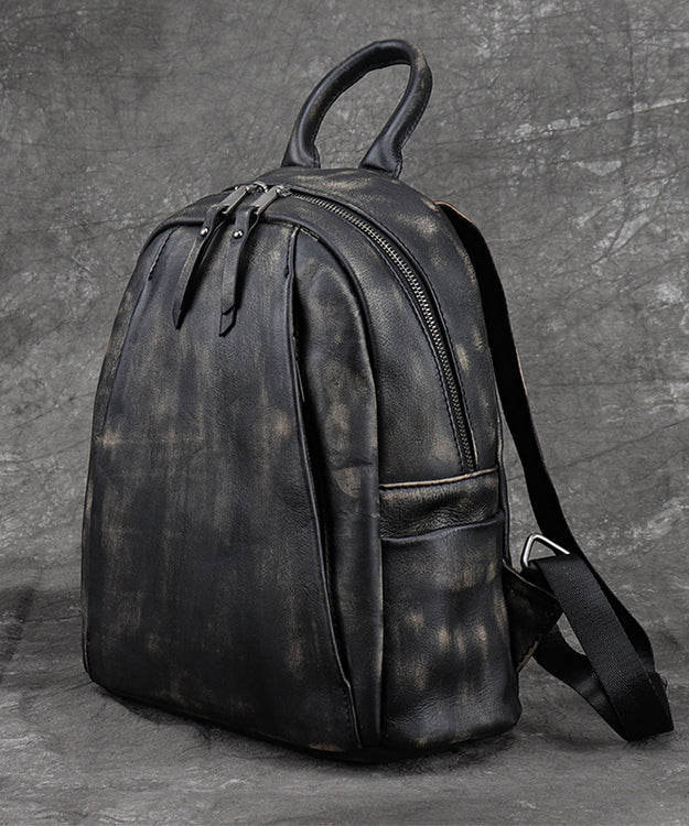 Unisex Elegant Kalvläder Ryggsäck med Stor Kapacitet och Inuti Fickor