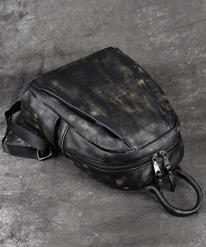 Unisex Elegant Kalvläder Ryggsäck med Stor Kapacitet och Inuti Fickor