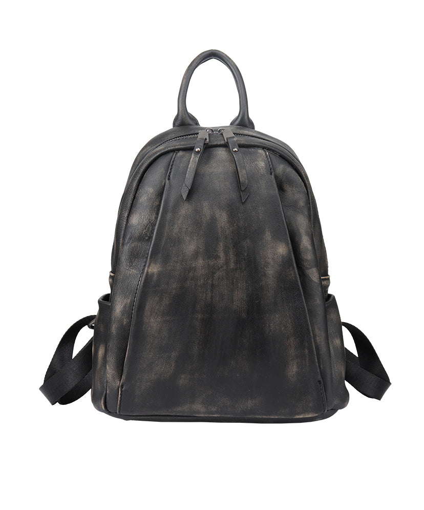 Unisex Elegant Kalvläder Ryggsäck med Stor Kapacitet och Inuti Fickor