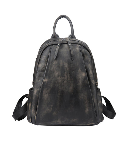 Unisex Elegant Kalvläder Ryggsäck med Stor Kapacitet och Inuti Fickor