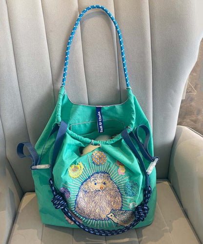 Dam Elegant Nylon Shoppingväska med Broderi och Stor Kapacitet