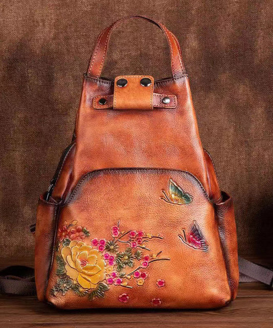 Unisex Elegant Cowhide Ryggsäck with Embossed Design