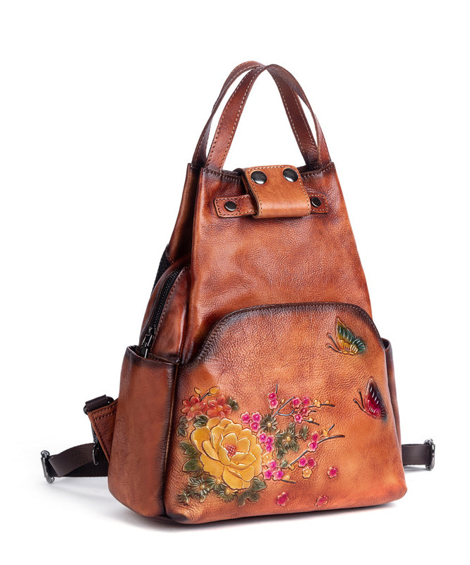 Unisex Elegant Cowhide Ryggsäck with Embossed Design