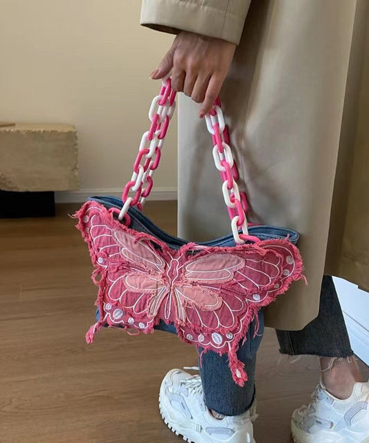 Dam Elegant Denim Handväska med Kedjedetalj