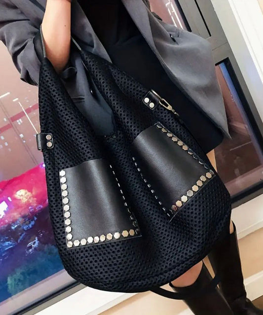 Unisex Trendy Mesh Axelväska med Stor Kapacitet och Inuti Fickor