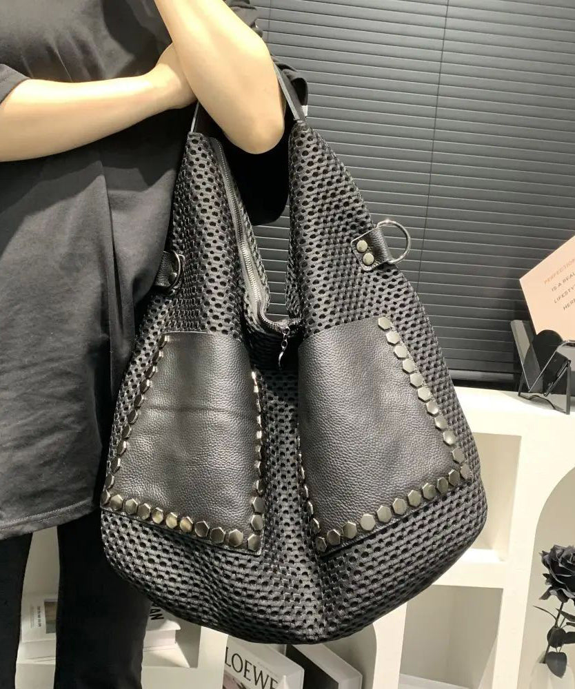 Unisex Trendy Mesh Axelväska med Stor Kapacitet och Inuti Fickor